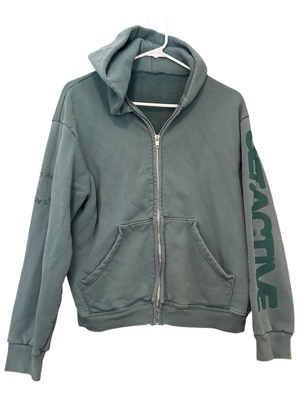 Set Active Full-Zip Green Cotton Hoodie Jacket Medium